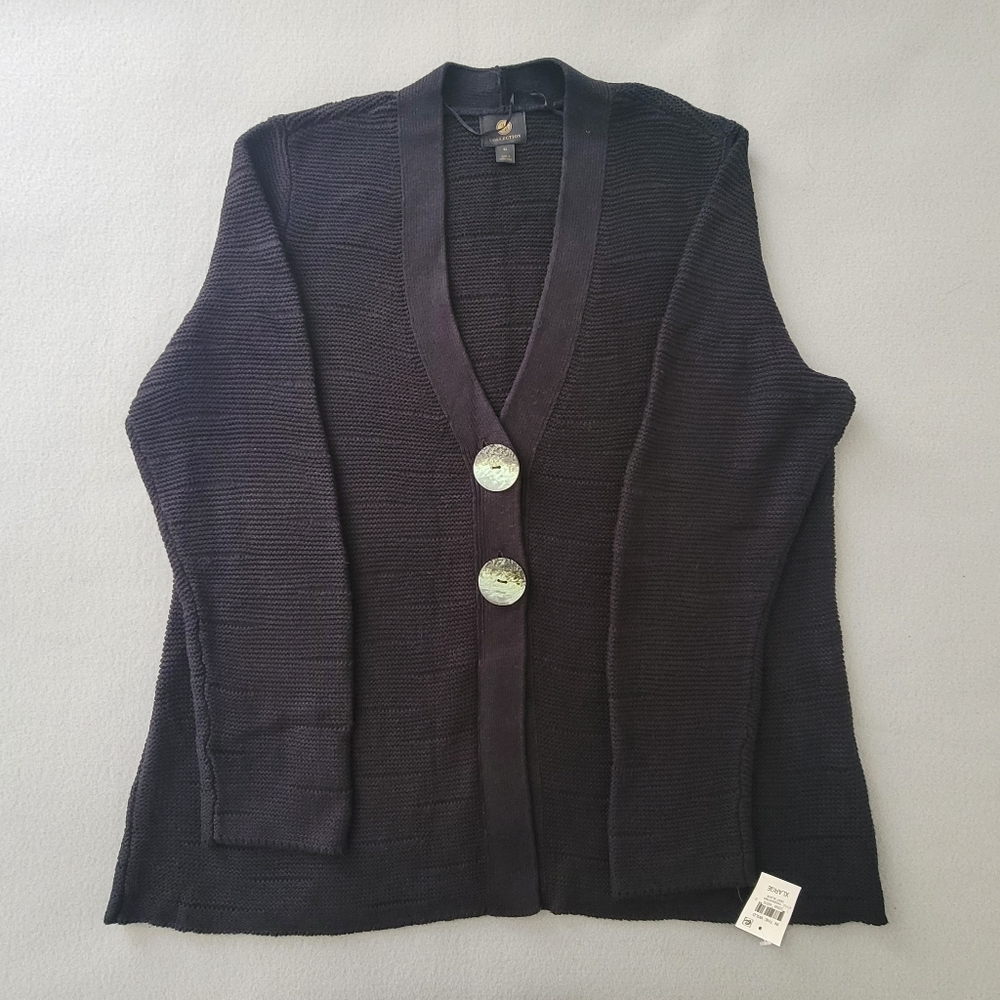 Jm Collection NWT Black Two-Button Cardigan Sweater, size XL